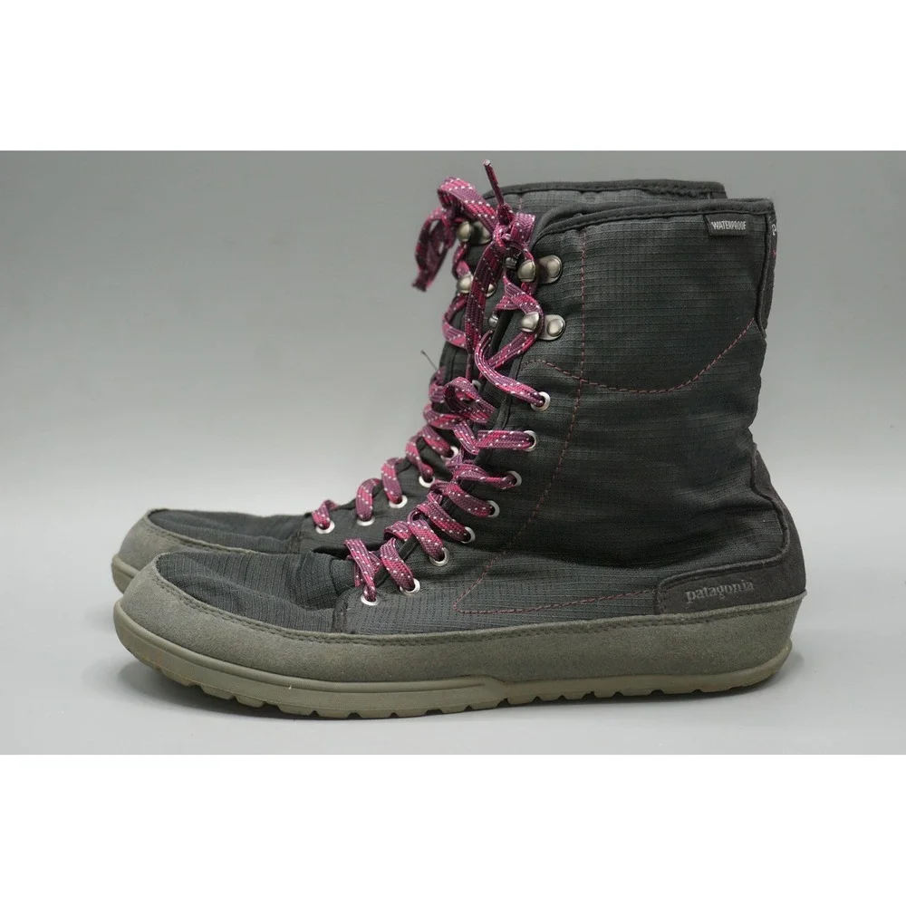 Women's Sz 8 M Patagonia Activist Puff High Waterproof Boots Black‎ Dark Currant